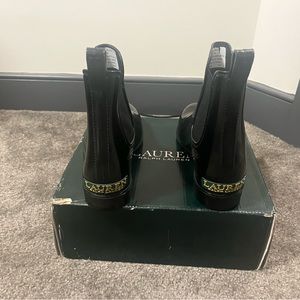 Ralph Lauren Black paten leather short rain boots